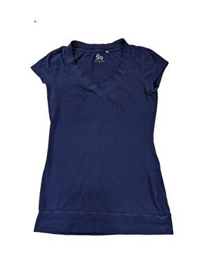 Women's So Blue Small V Neck Top Soft Knit 13d